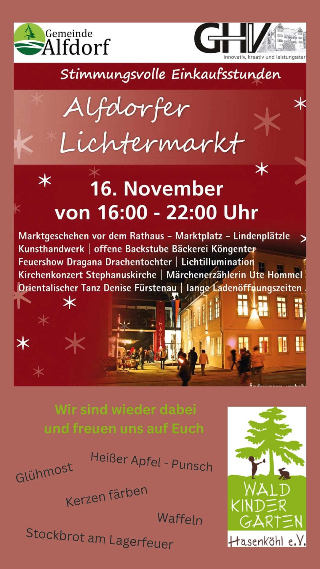 Gemütlich & lecker – Unser Stand beim Alfdorfer Lichtermarkt